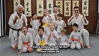 Saturday 10am karate class group photo with instructors, Fall 2025